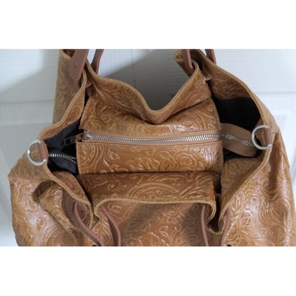 Isadora brown embossed leather convertible purse/crossbody - Picture 2 of 9